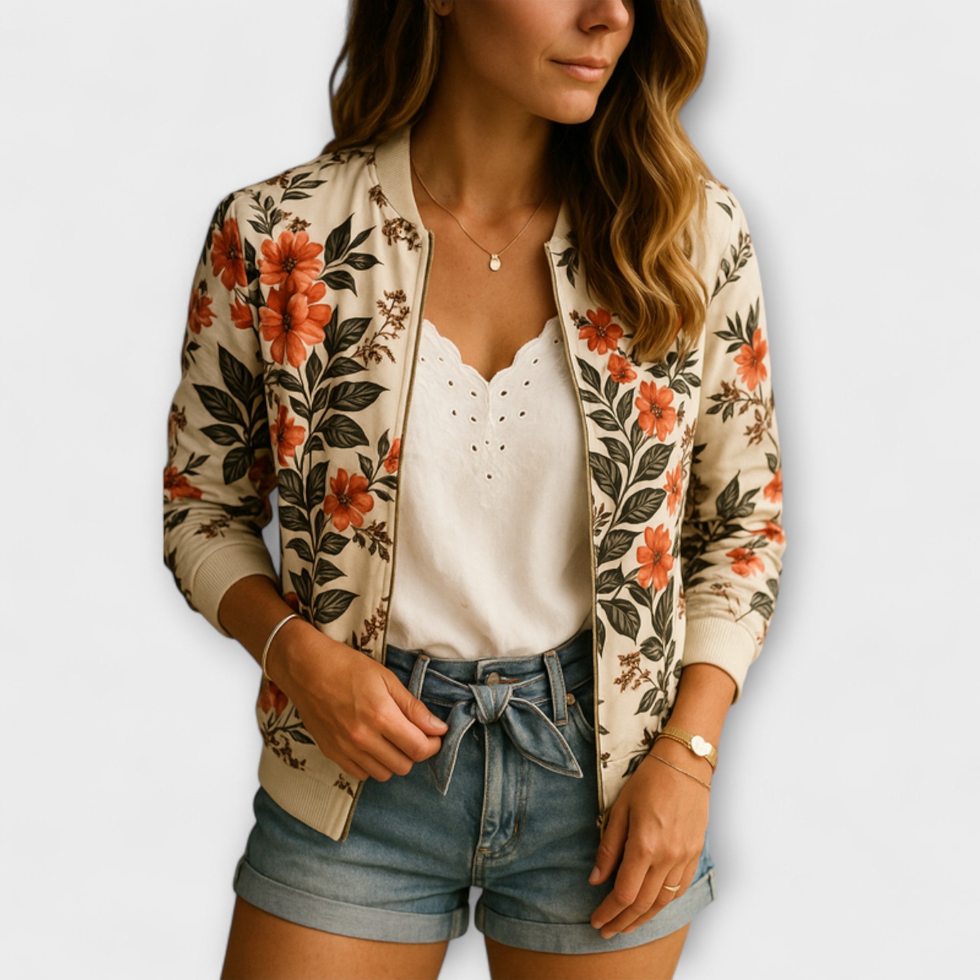 Vega - Chaqueta bomber elegante con estampado floral