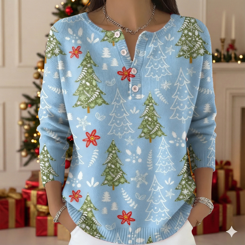 Noelia - Suéter Festivo con Detalles de Navidad
