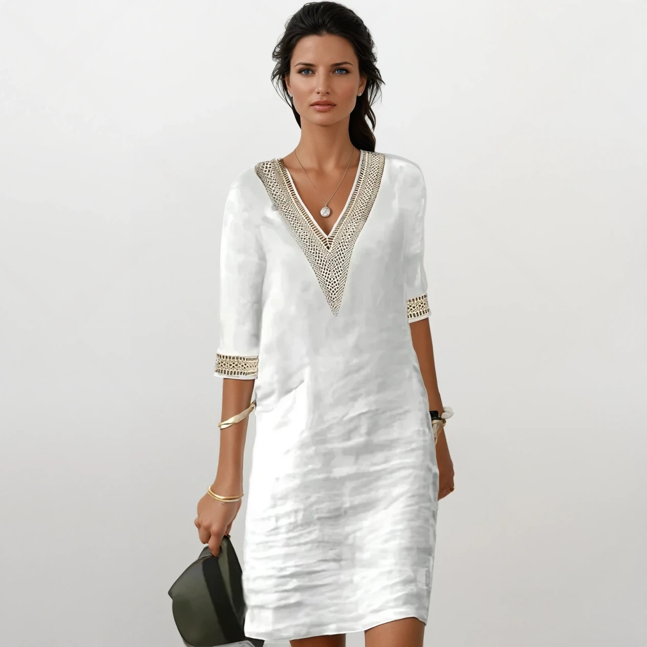 Eva - Vestido femenino de algodón y lino