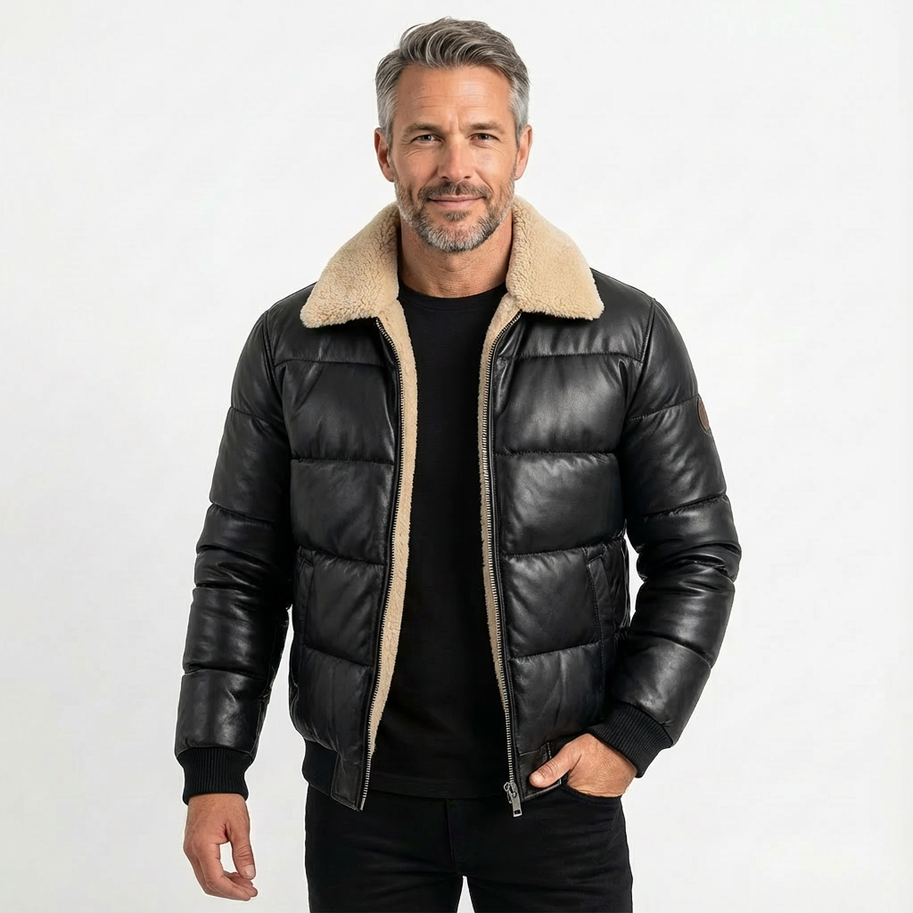 PARIS™ | CHAQUETA FORRADA NEGRA CON CUELLO DE PIEL